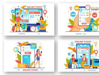 12 Online Travel Ticket Illustration