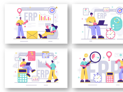 10 ERP Enterprise Resource Planning System Illustration