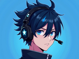 A digital anime character wears headphones with a star, and a black jacket preview picture