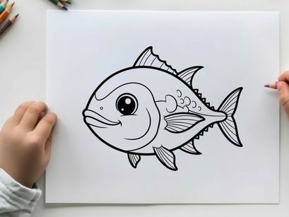 Cute smiling fish cartoon vector illustration flat design