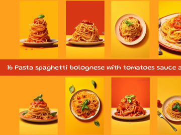 Pasta spaghetti bolognese with tomatoes sauce and basil preview picture