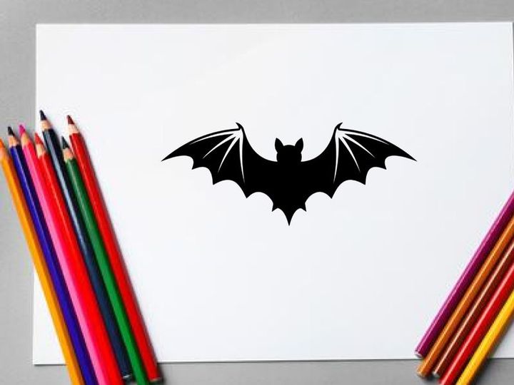 Silhouette eines fliegenden Fledermaus mit ausgebreiteten Flügeln