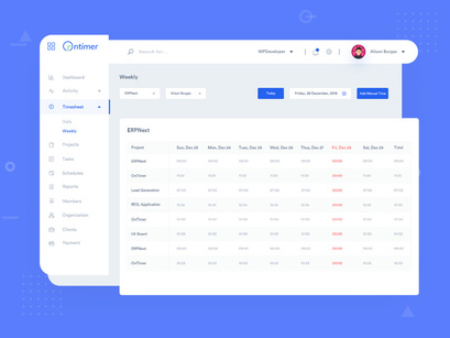 OnTimer - Time Tracking, Scheduling & Monitoring Web App
