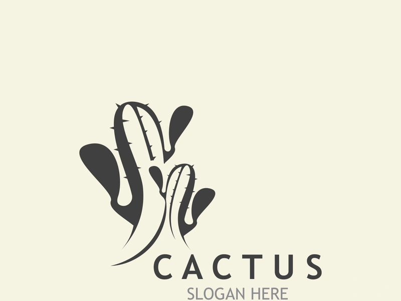 Vintage Cactus tree plant Logo nature design, desert plant vector illustration