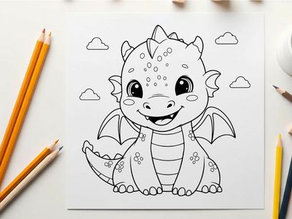 Cute baby dragon smiling vector illustration flat design