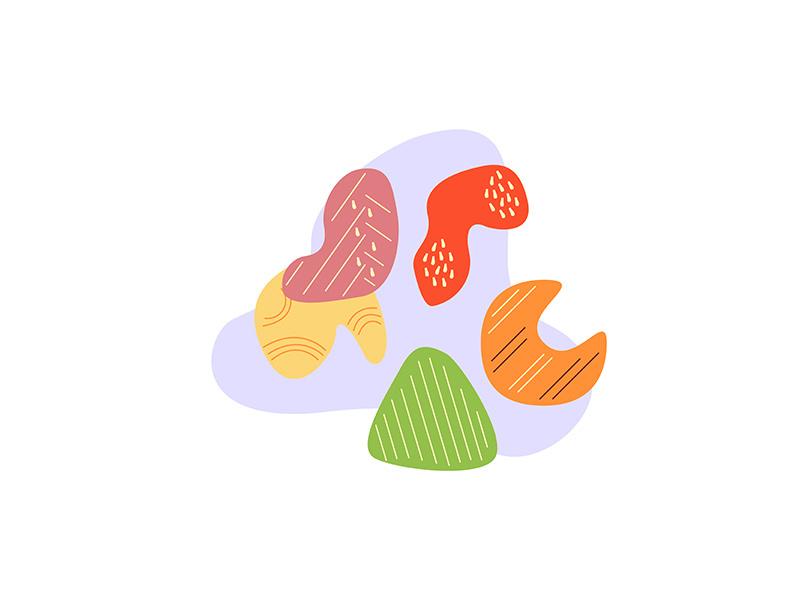 Colorful dried fruits and vegetables flat vector concept illustration with abstract shapes