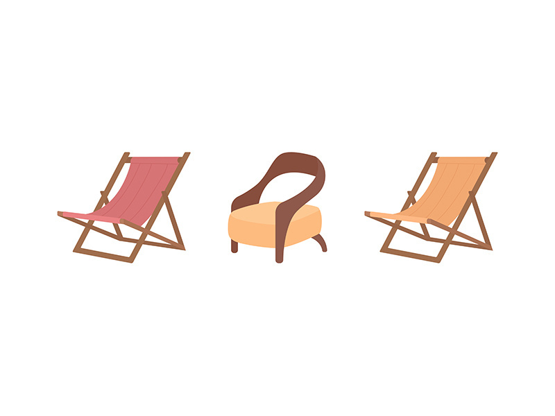 Lounge chairs flat color vector object set