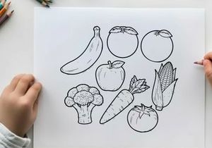 Fresh harvest vegetables fruits flat design vector illustration