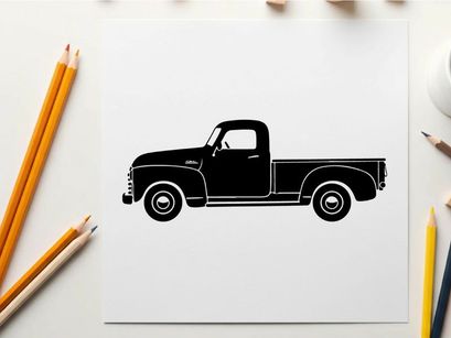 Vintage pickup truck silhouette