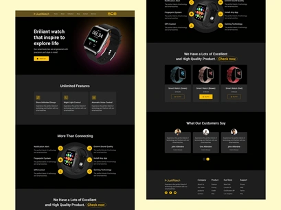 Just Watch - Smart Watch Website Landing Page design