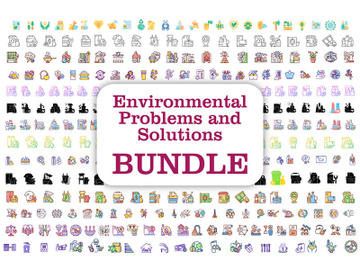 Environmental problems and solutions icons bundle preview picture