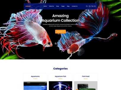 Aquarium - Fish Ecommerce Landing Page Template