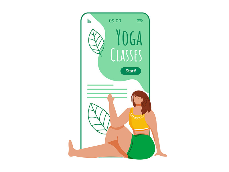 Yoga classes smartphone interface vector template