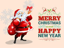 Vector Illustration of Santa Claus carrying sack full of gifts