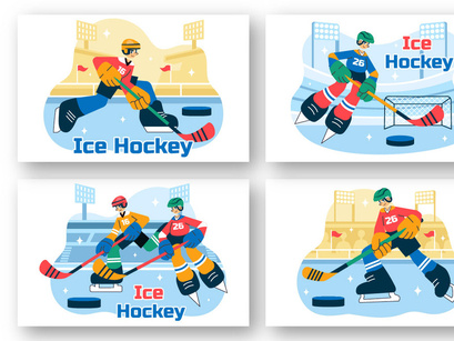 10 Ice Hockey Player Sport Illustration