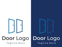 Simple open door abstract logo design, interior with geometric shapes or monogram.For building construction, business.property and company.