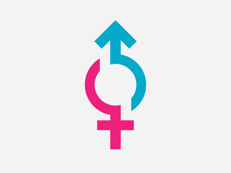 Gender symbol logo of sex and equality of males and females vector illustration