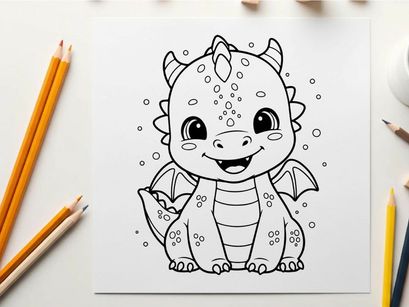 Cute baby dragon smiling vector illustration flat design