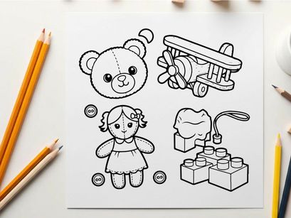 Cute teddy bear and toys vector illustration flat design