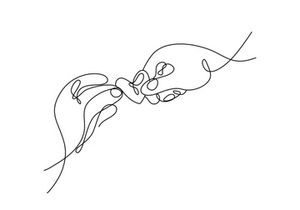 Heart Shaped Hands One Continuous Line Drawing