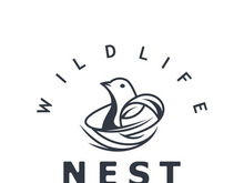 Bird nest logo natural root and leaf habitat bird house isolated template vector