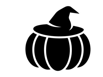 Silhouette of a witch's hat on a pumpkin for Halloween decoration