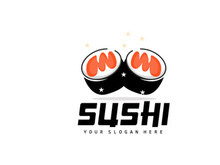Sushi Logo, Japanese Food Sushi Seafood Vector
