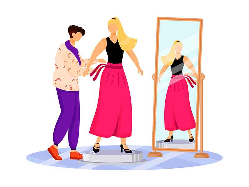 Fashion designer work flat color vector illustration