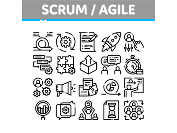 Scrum Agile Collection Elements Vector Icons Set preview picture