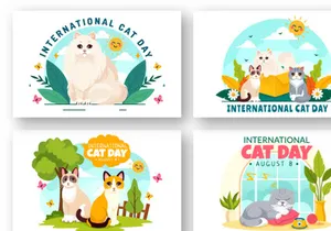 12 International Cat Day Illustration