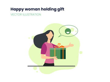 Smiling woman giving birthday gift preview picture