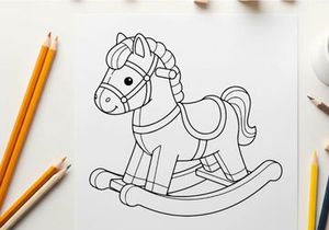 Rocking horse toy flat design vector illustration for kids