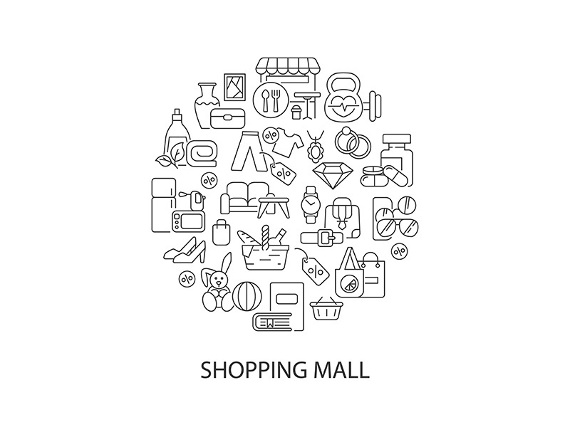 Shopping goods abstract linear concept layout with headline