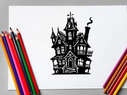 Illustration eines viktorianischen Geisterhauses für Horror- oder Halloween-Themen