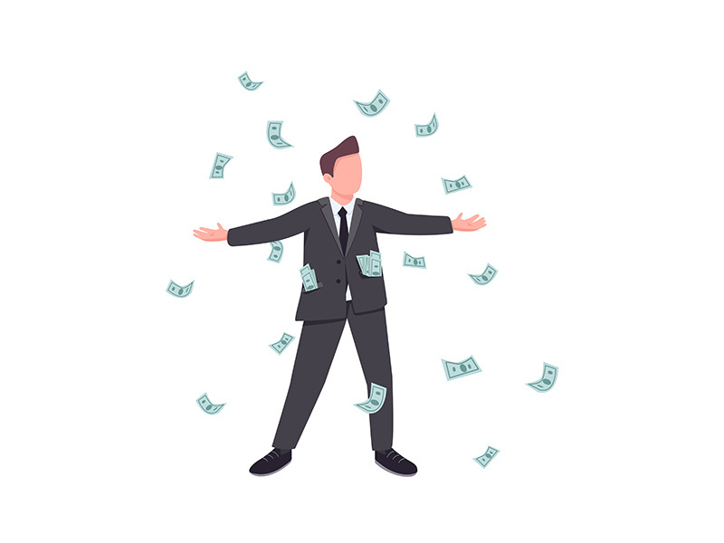 Millionaire flat color vector faceless character