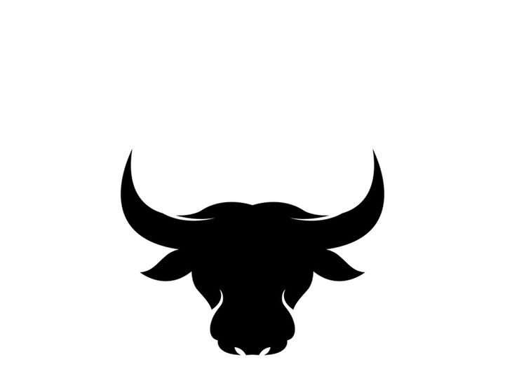 Retro vintage bull head horns logo design.