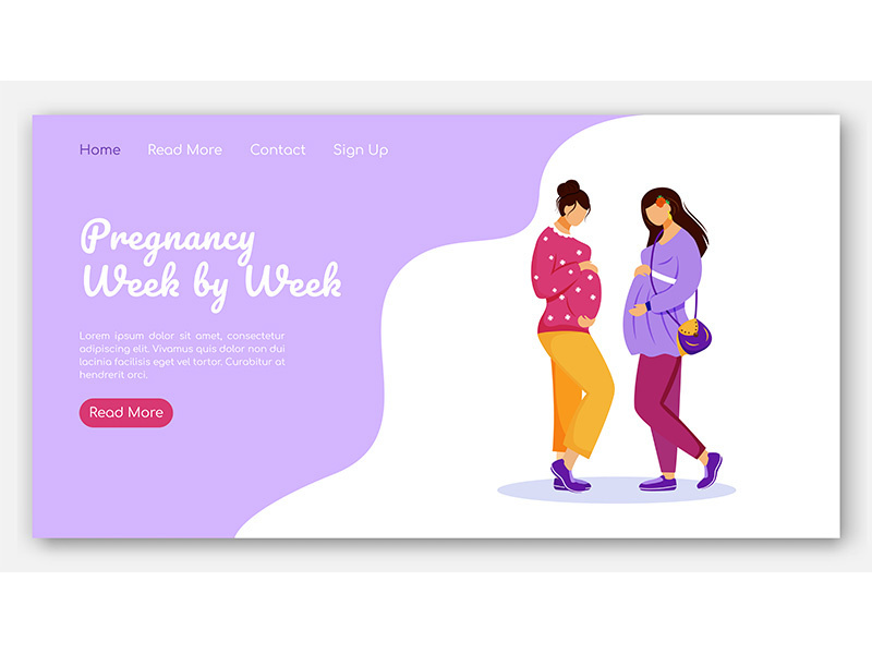 Pregnancy week by week landing page vector template