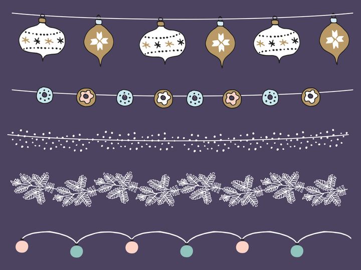 Christmas and holiday decoration flags, light, stars, paper