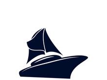Sailboat boat on sea ocean wave with logo design simple ship