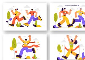 9 Marathon Race Sport Illustration