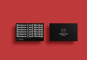Top view premium business card PSD mockup