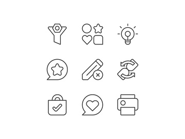 Interface for mobile application pixel perfect linear icons set preview picture