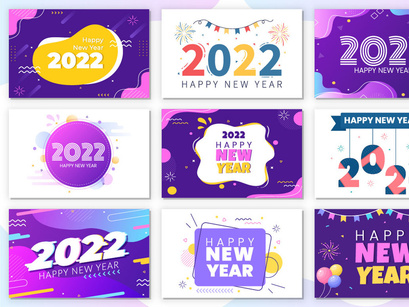 25 Happy New Year 2022 Template Illustration