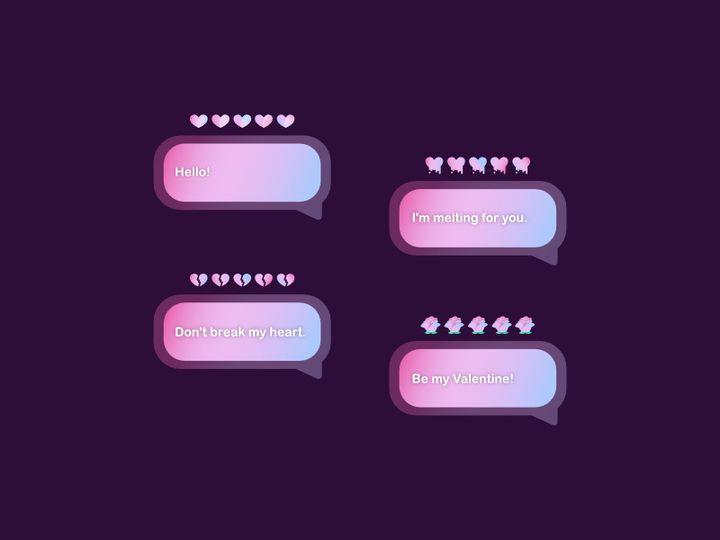 Valentine's Day Text Bubbles Ui UX Design