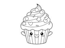 Cute cupcake mascot with stars and hearts vector illustration