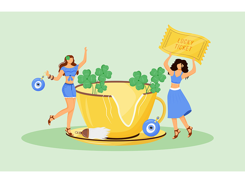 Luck charms and good omens flat concept vector illustration