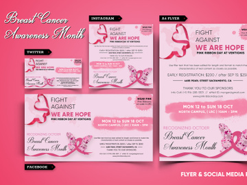 Breast Cancer Awareness Month Flyer Social Media Pack preview picture