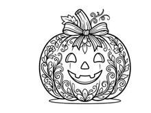 Halaman mewarnai labu Halloween. Seni garis jack-o-lantern bunga untuk anak-anak dan dewasa.