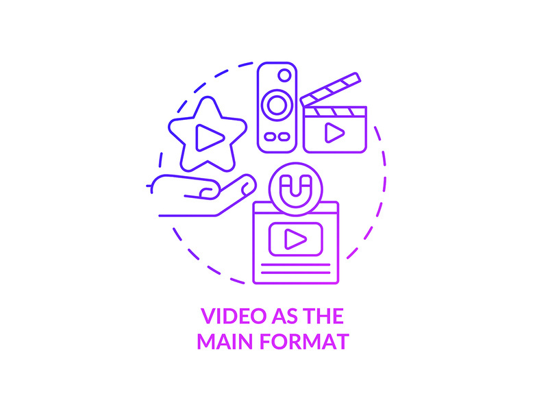 Video as main format purple gradient concept icon