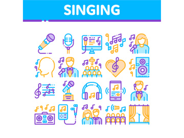 Singing Song Collection Elements Vector Icons Set preview picture